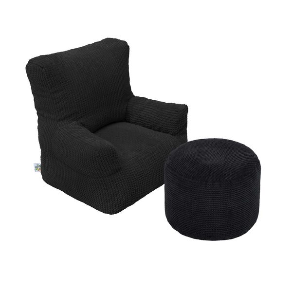 Kids Corduroy Bean Bag With Footstool - Toddler Beanbag With Footrest