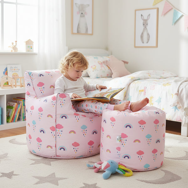 Kids Bean Bag Chair & Round Beanbag with Carry Handle