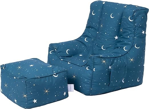 Children's Printed Bean Bag Chair with Footstool