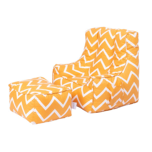 Kids Bean Bag Chair with Footstool Indoor Beanbag Armchair Printed Gaming Pouffes