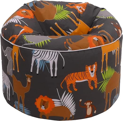 Indoor Round Bean Bag Chair Kids Playing Beanbag Seat Printed Pouffes